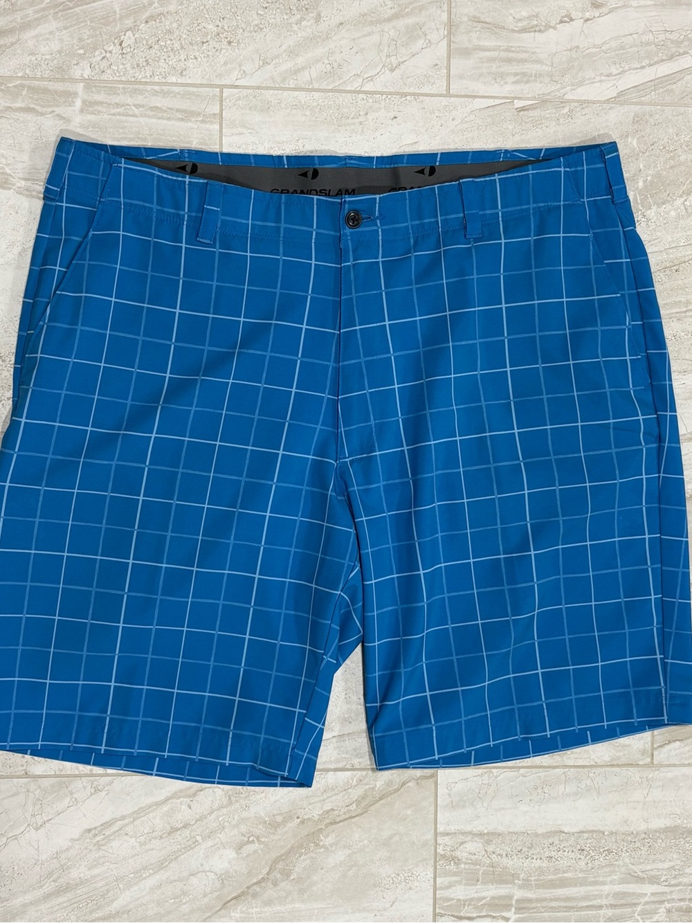 Grand Slam Men’s Bright Blue Windowpane Golf Shorts